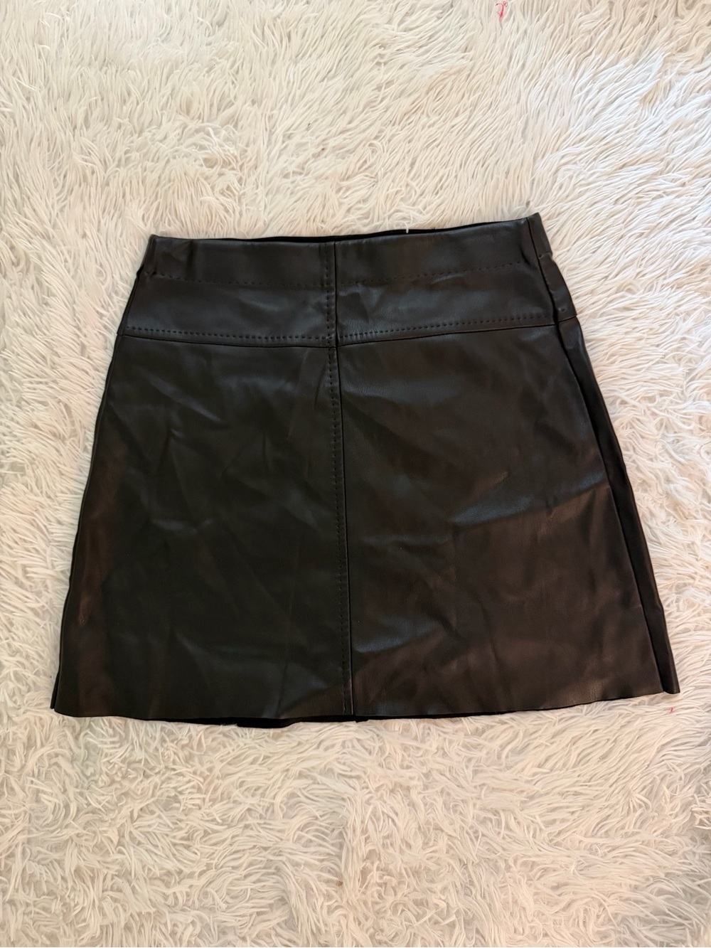 Max Studio Small Black Faux Leather Mini Skirt A-Line Y2K Moto Edgy